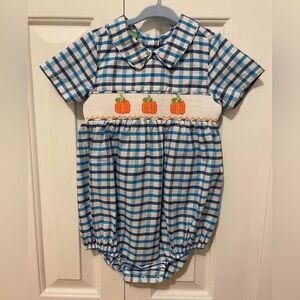 Blue and White Checkered Kids Romper